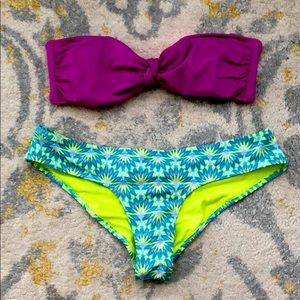 Victoria’s Secret Pink/Purple Bandeau Bikini Set S